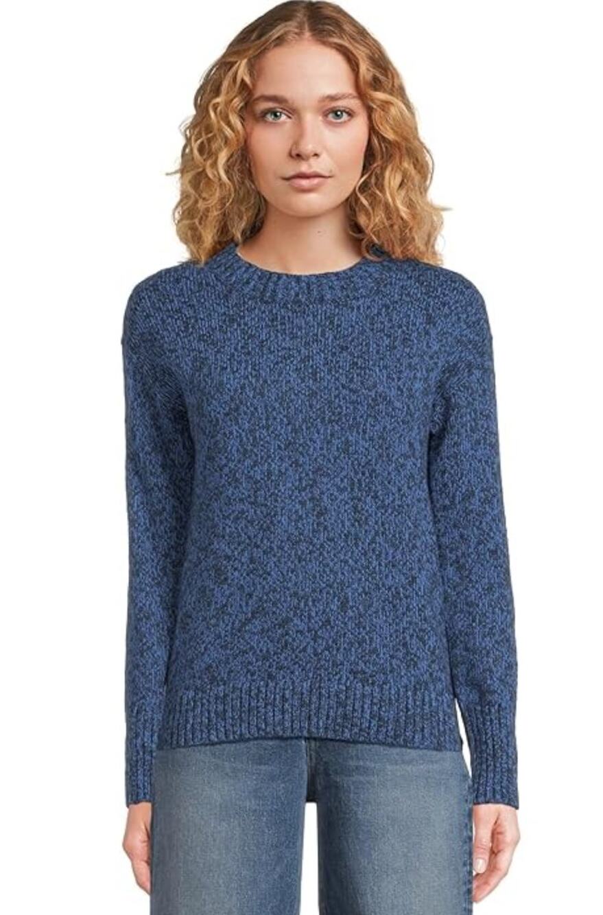 L.L BEAN Women's Cotton Ragg Sweater Medium Classic Navy Blue Crewneck NWT